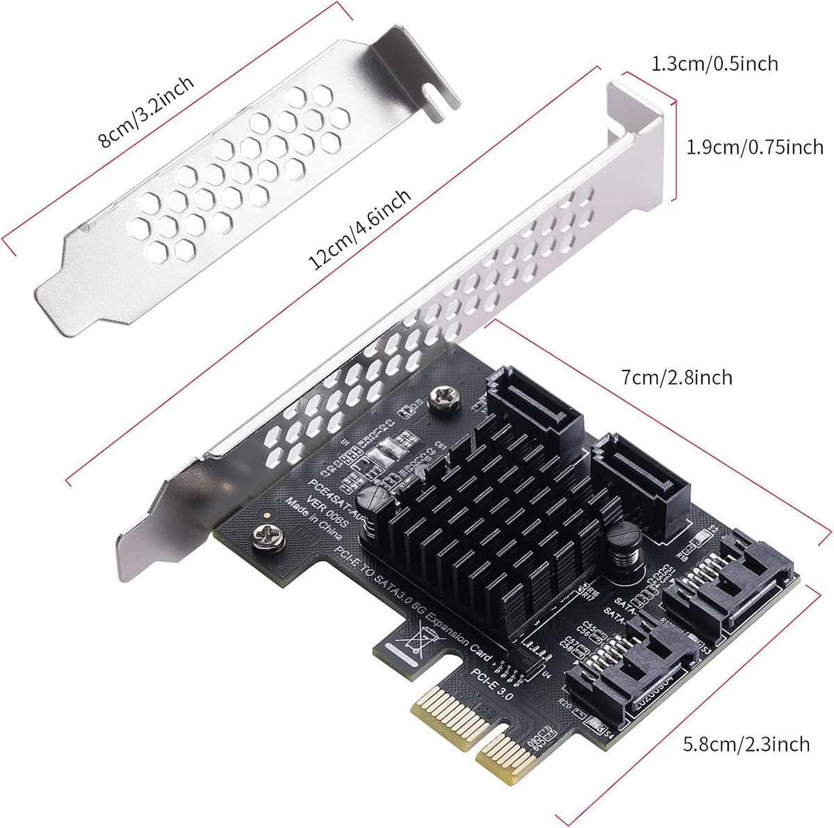 PCIe SATA Card 4 Port Expansion Card A6365