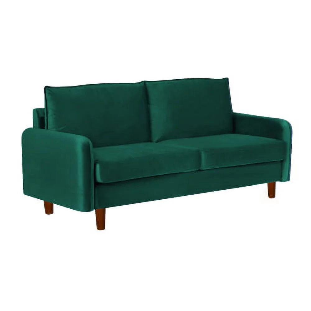 Green Velvet Loveseat with Wood Legs Z1492