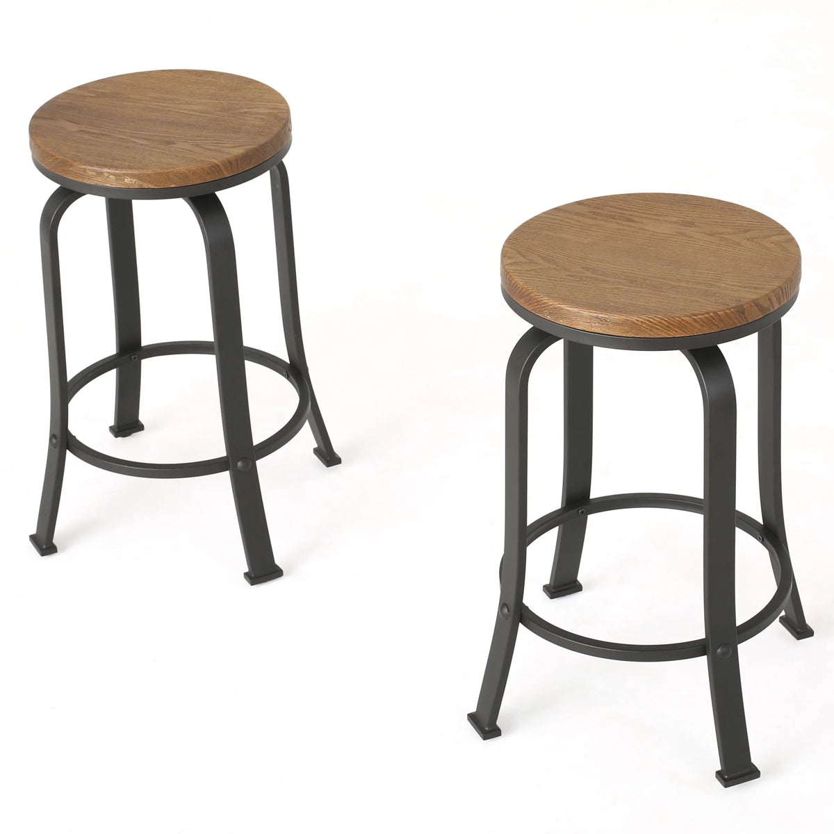 Natural Wood Swivel Counter Stool Set of 2 D931627