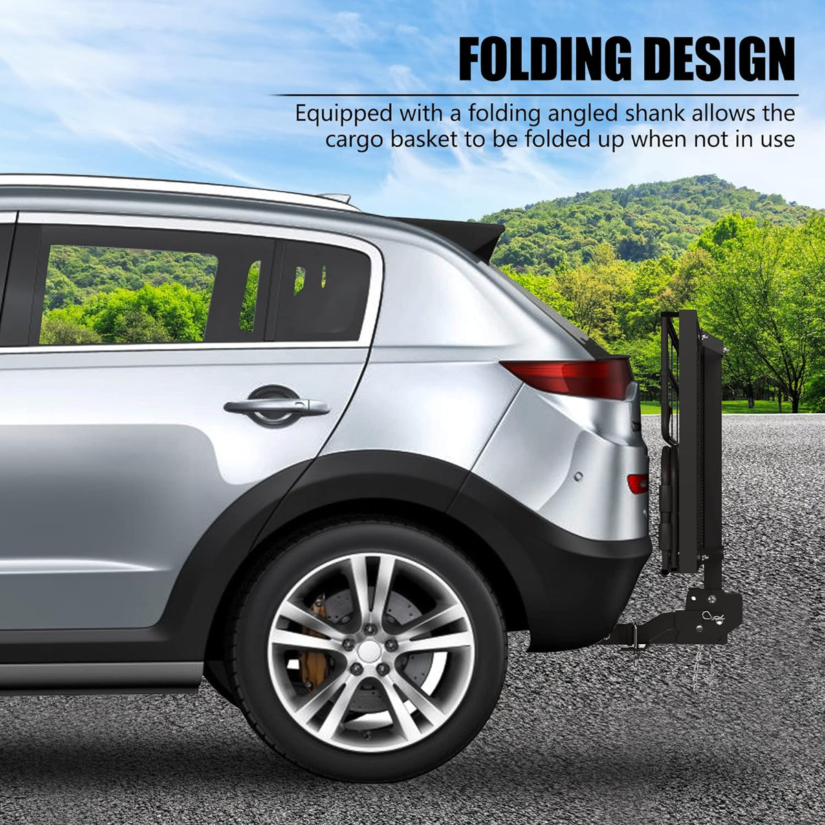 500 Lbs Heavy Duty Folding Hitch Mount Cargo Carrier 60"x24"x14.4" for 2" Receiver O301458