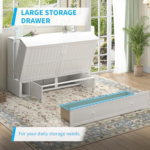 Queen Murphy Bed with Tri-Folding Mattress and 2 Storage Drawers J7709