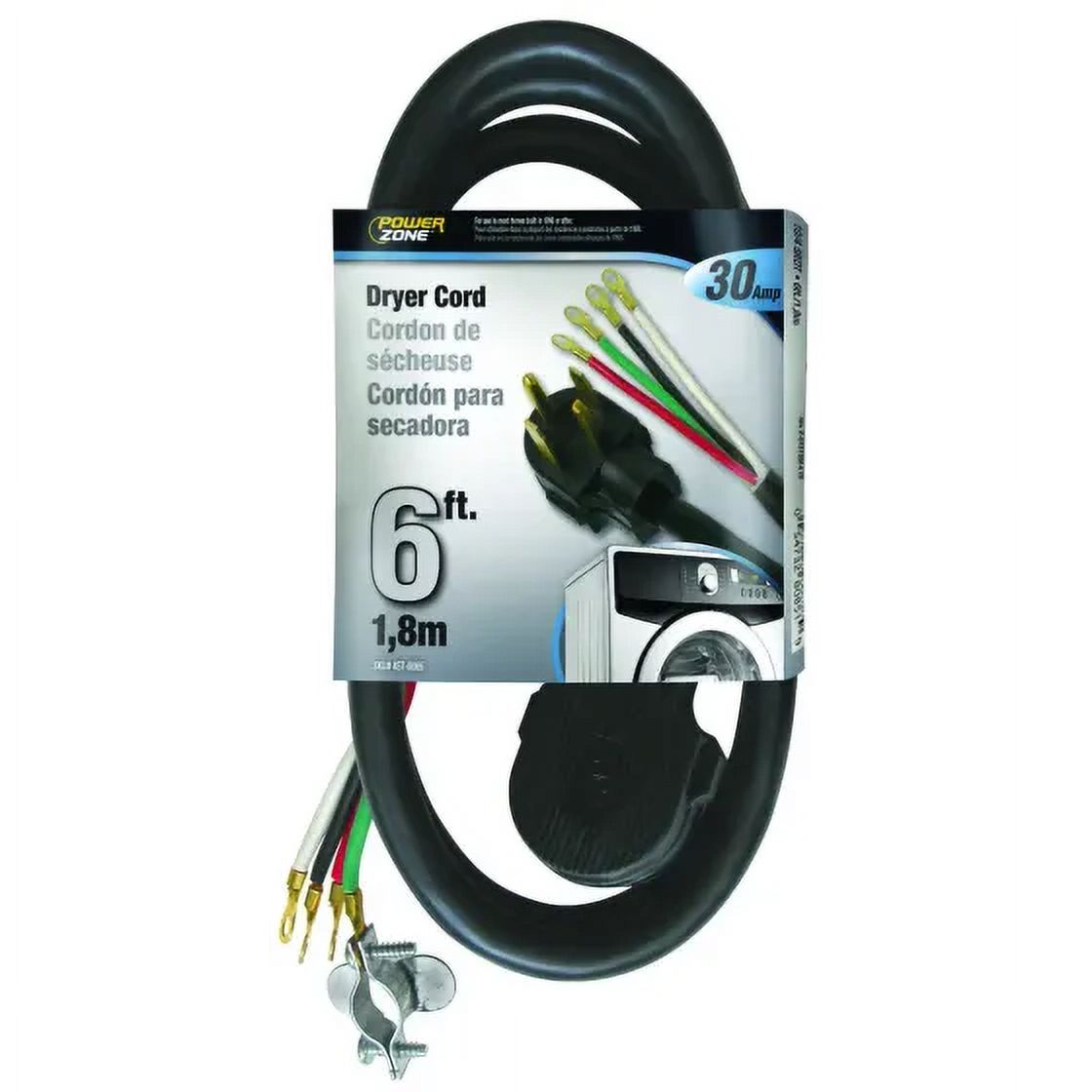 10 Awg Dryer Cord, 6 Feet, 30 a, 250 V, Black A464968
