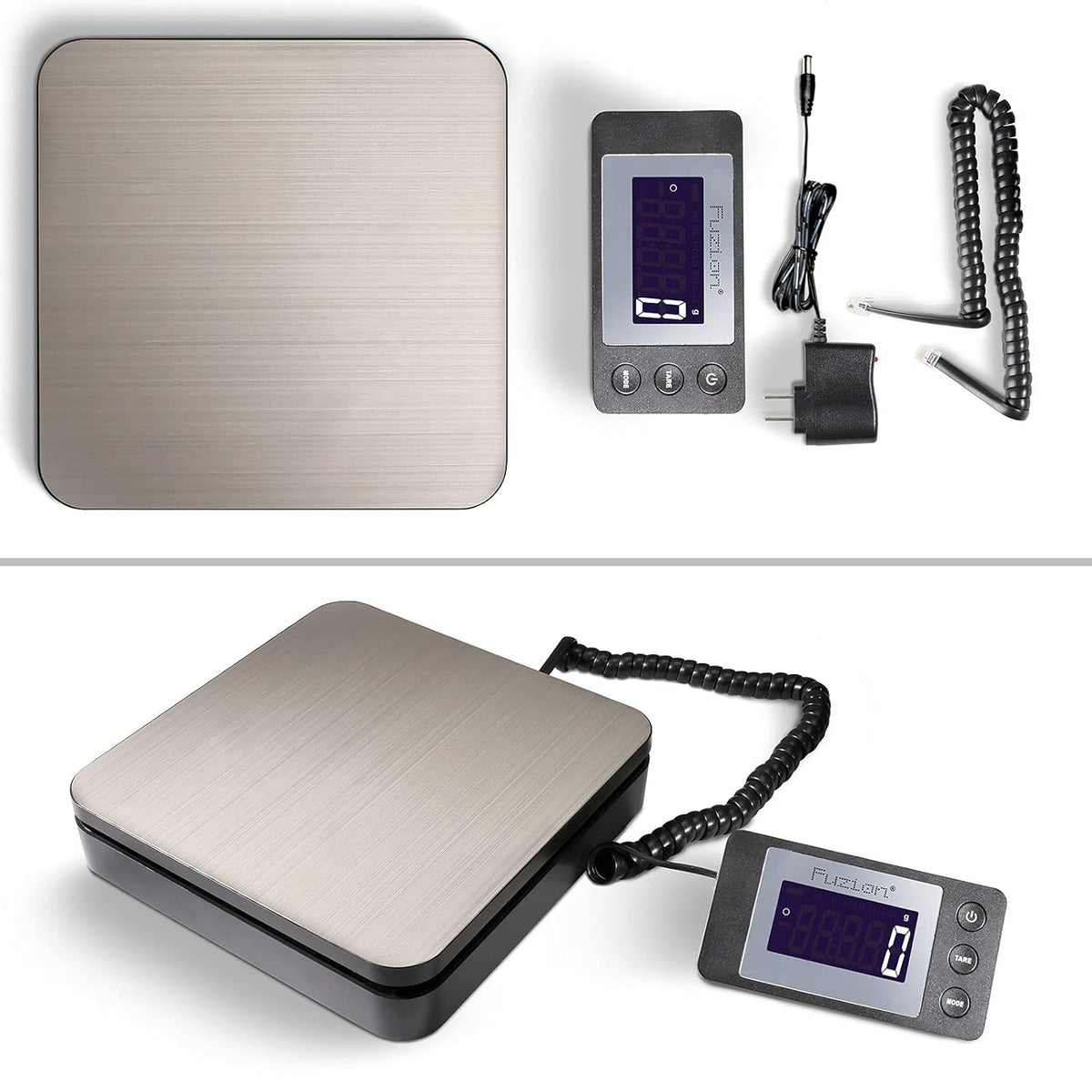 88Lb x 0.1oz Digital Shipping Scale, Stainless Steel Postal Scale with Tare Function, 4 Weighing Modes, Ac Adapter, Pack of 2 O540917