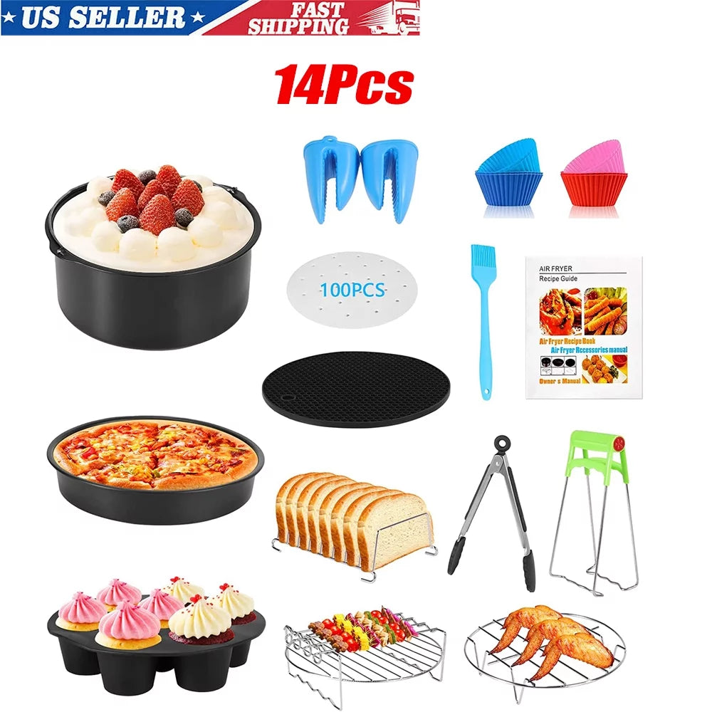 14 Pcs BBQ Tools Air Fryer Accessories with Storage Bag B558