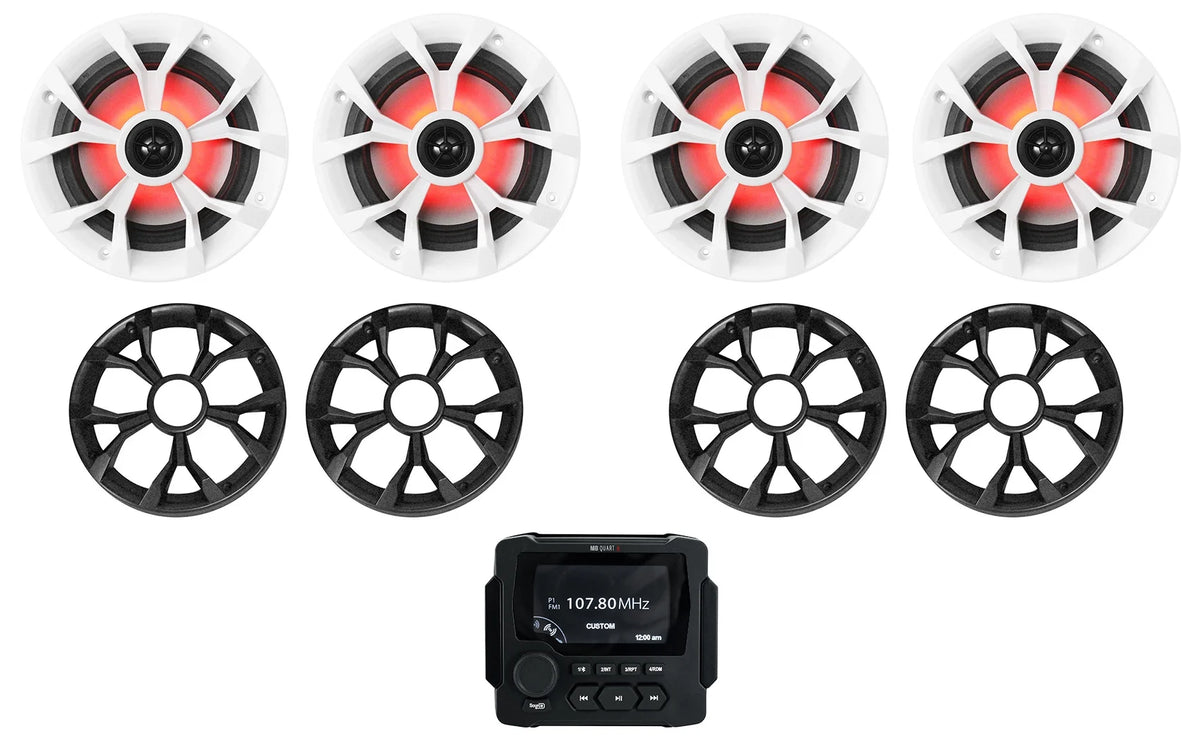 Marine Receiver with Bluetooth and 4 6.5" LED Speakers I416351