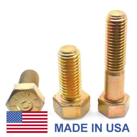 1/2 inch-20 x 2 1/2 inch Fine Thread Grade 9 Hex Cap Screw Yellow Zinc Plated Pk 25 R277