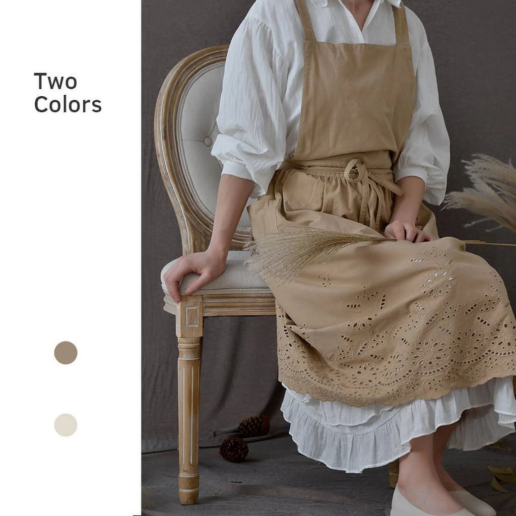 Cotton Linen Openwork Apron U15468