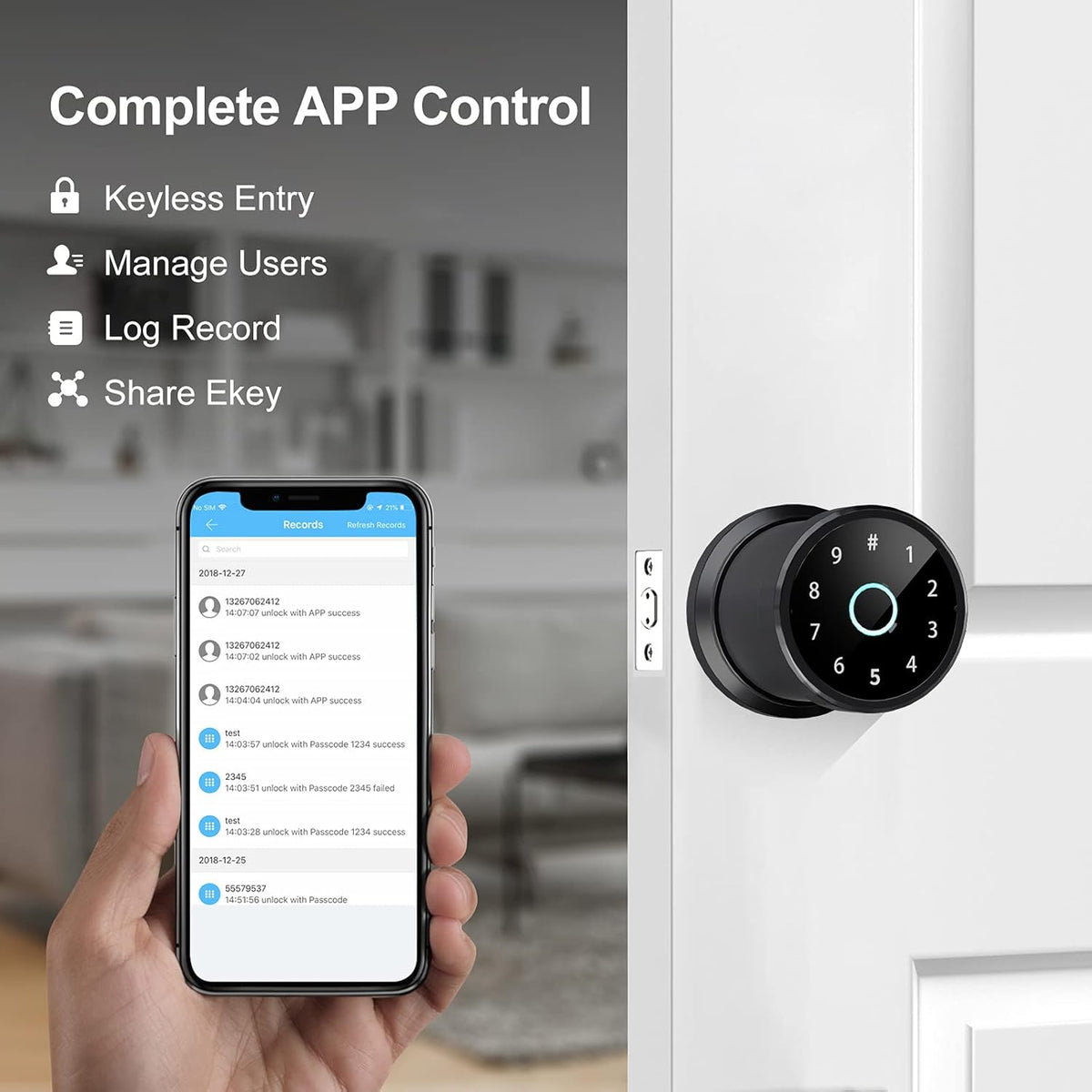 Smart Lock 4-in-1 Keyless Entry Door Lock Pack of 2 R94148