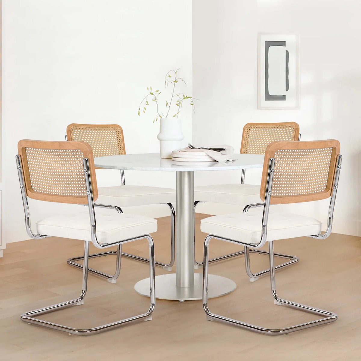 Beige Velvet Dining Chairs Set of 6 Z159828