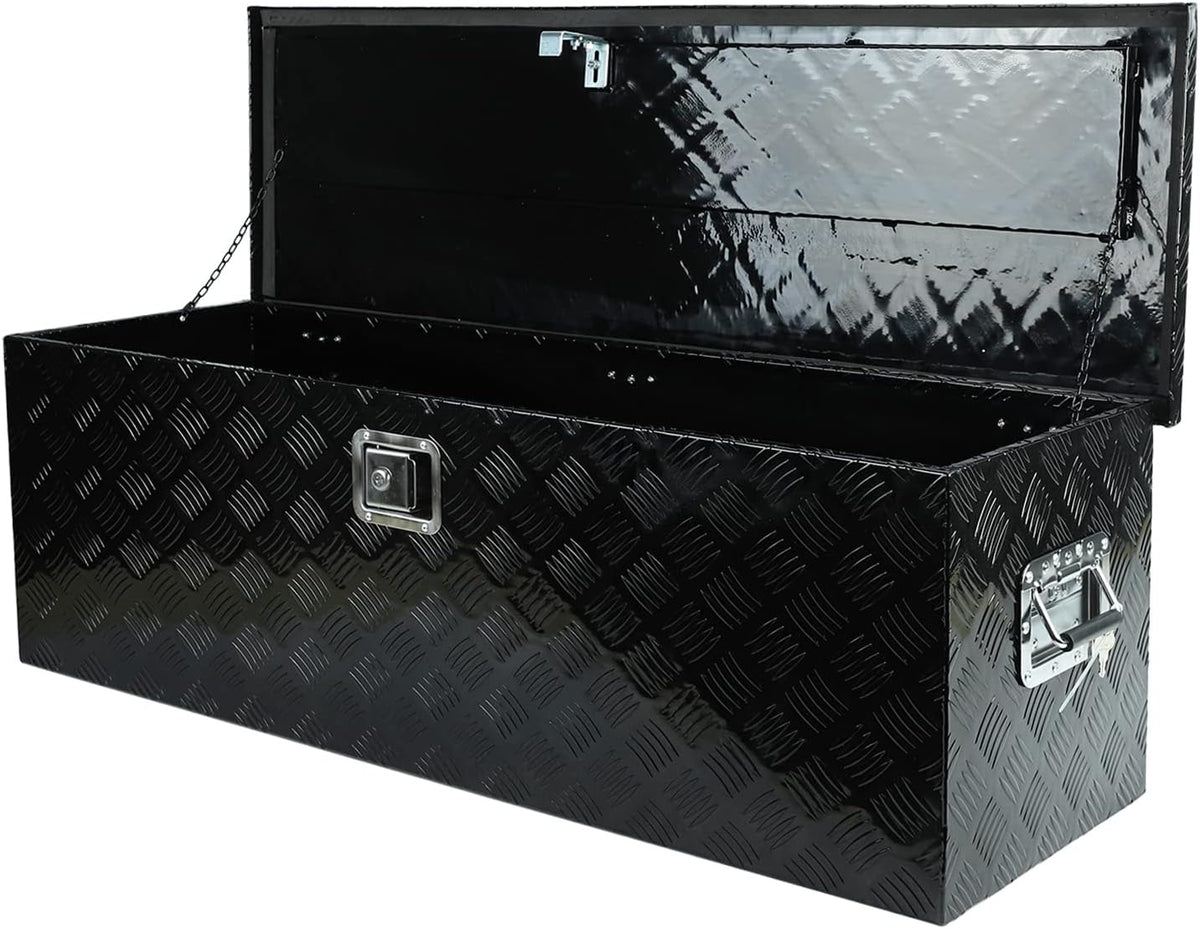 Black Aluminum Truck Bed Tool Box with Lock & Keys N886