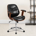 Black LeatherSoft Mid-Back Ergonomic Swivel Office Chair with Arms C137284
