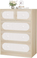 White 5 Drawer Rattan Dresser Z6662
