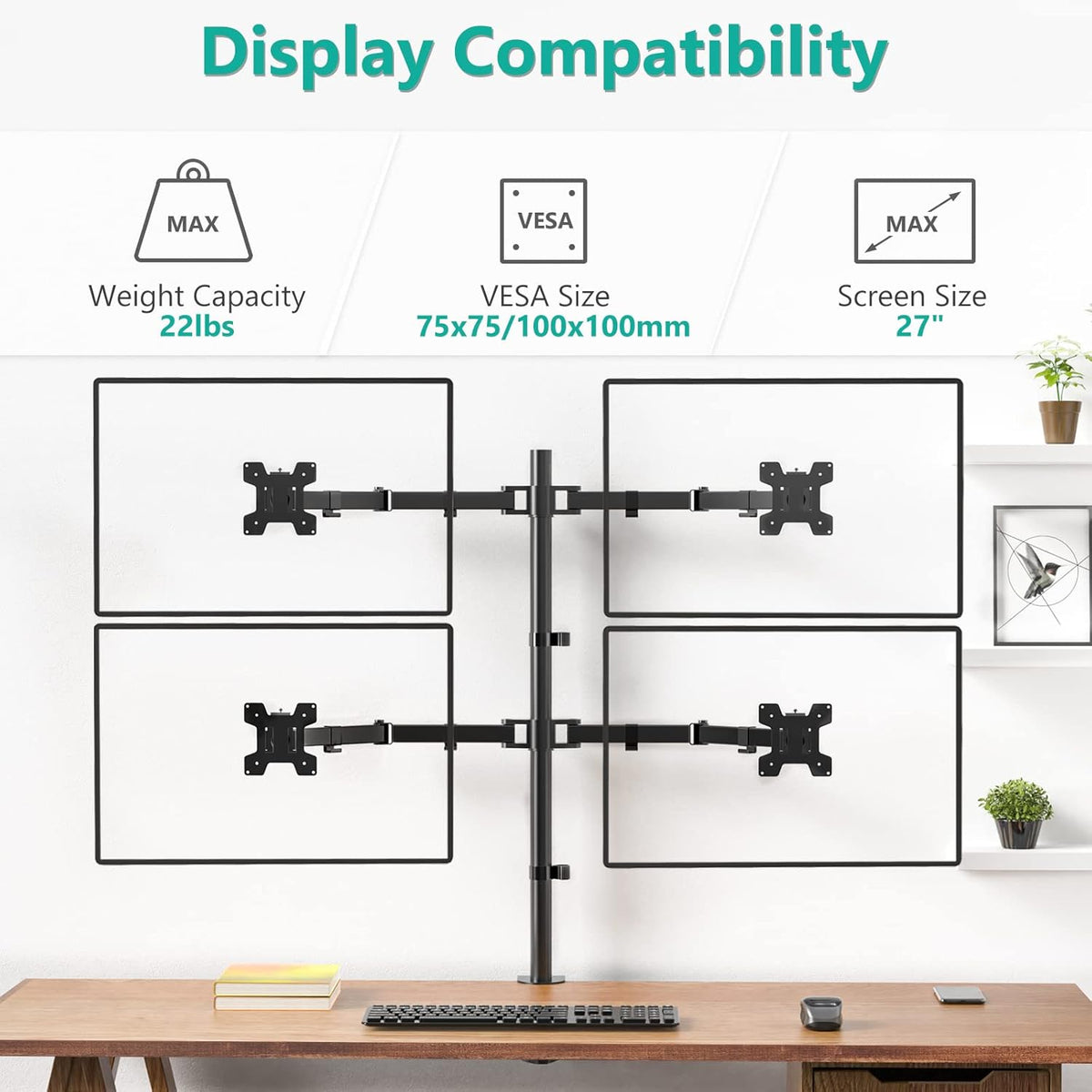 Quad Monitor Desk Mount, Black, Pack of 2 M44311
