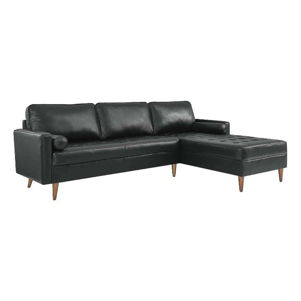 Black Leather Sectional Sofa O685