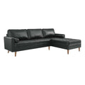 Black Leather Sectional Sofa O685