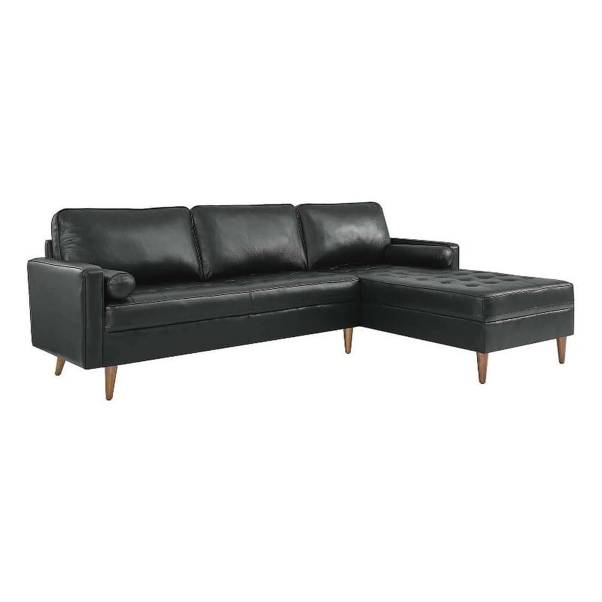 Black Leather Sectional Sofa O685