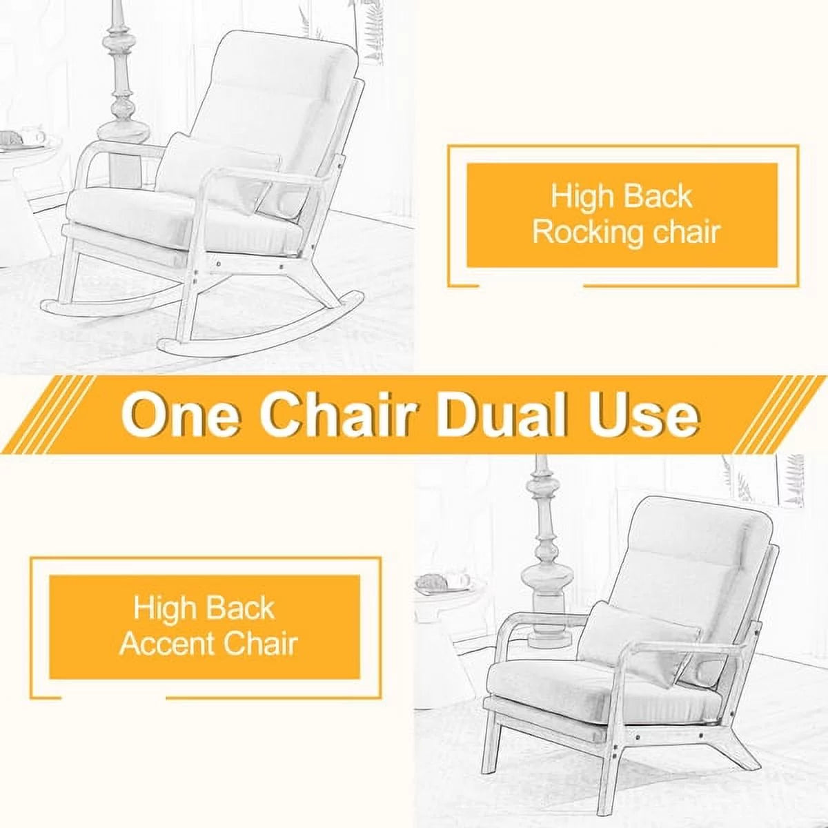 Solid Wood Linen Rocking Chair R938