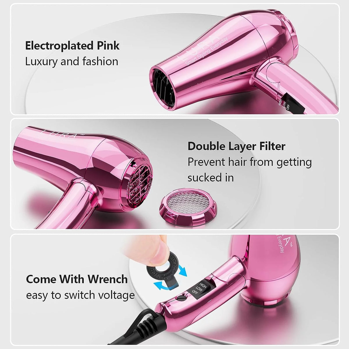 Portable Travel Mini Hair Dryer with EU Plug Y45824