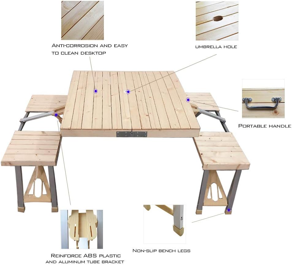 Folding Table and Chairs Set with 4 Seats I14234