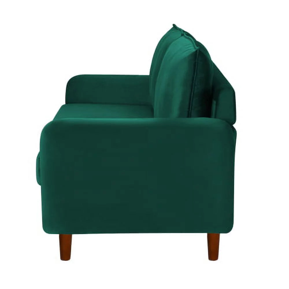 Green Velvet Loveseat with Wood Legs Z1492