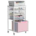 White 4 Drawer Rolling File Cart with Wheels F30089