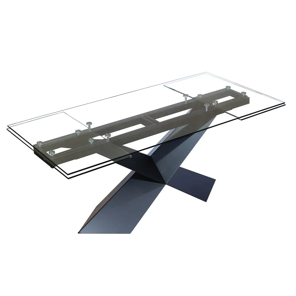 Extendable Glass Top Metal Leg Dining Table W208187
