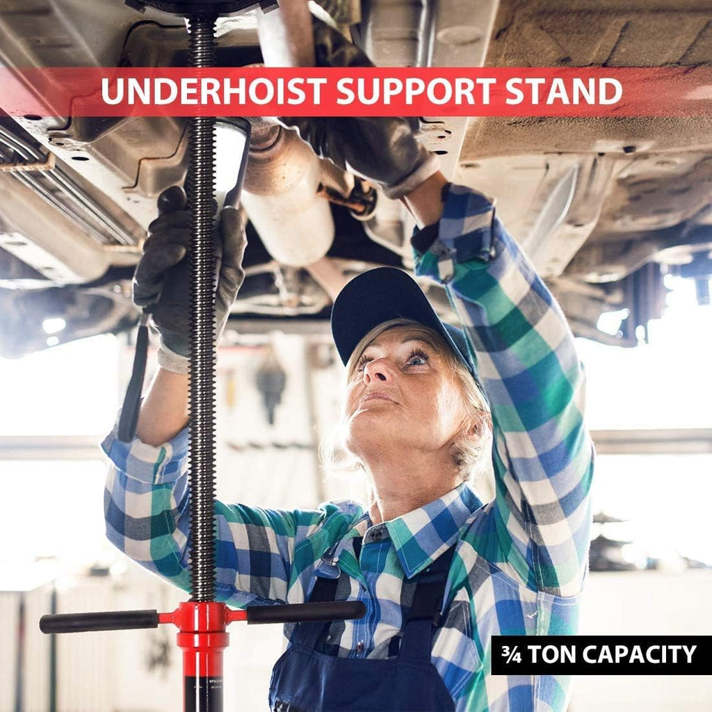 Steel Underhoist Support Lift Jack Stand with 12 Inch Diameter Base 3/4 Ton Capacity R371972