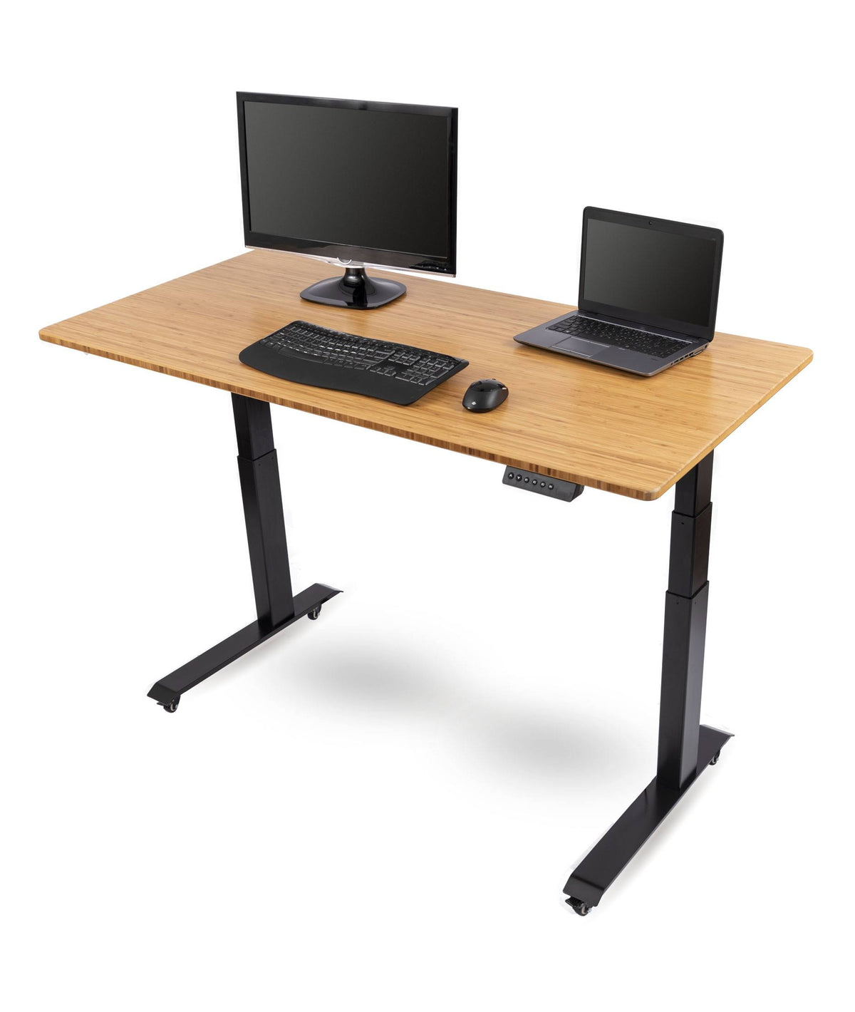 60" Black Bamboo Electric Height Adjustable Standing Desk J684