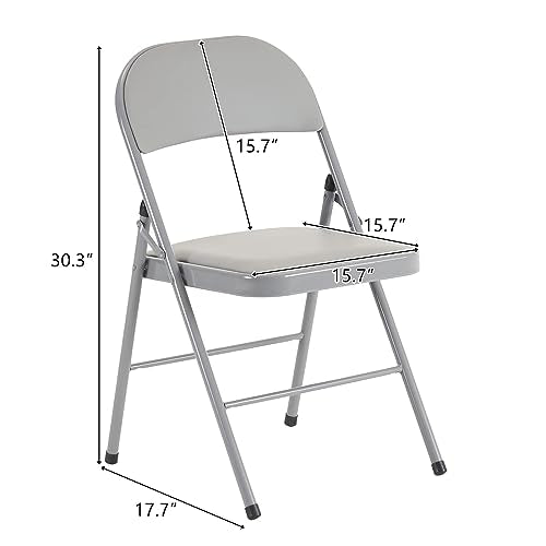 Grey 4 Pack Padded Folding Chairs with Steel Frame T147873
