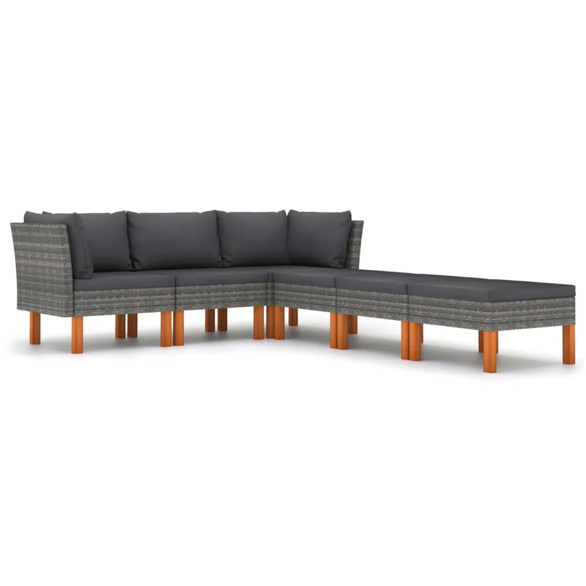 6 Piece Gray Poly Rattan Sectional Outdoor Furniture Set M7337