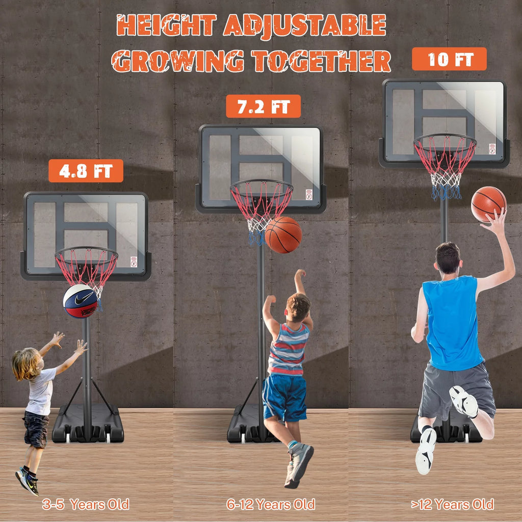 44 inch Height Adjustable Portable Basketball Hoop W897251