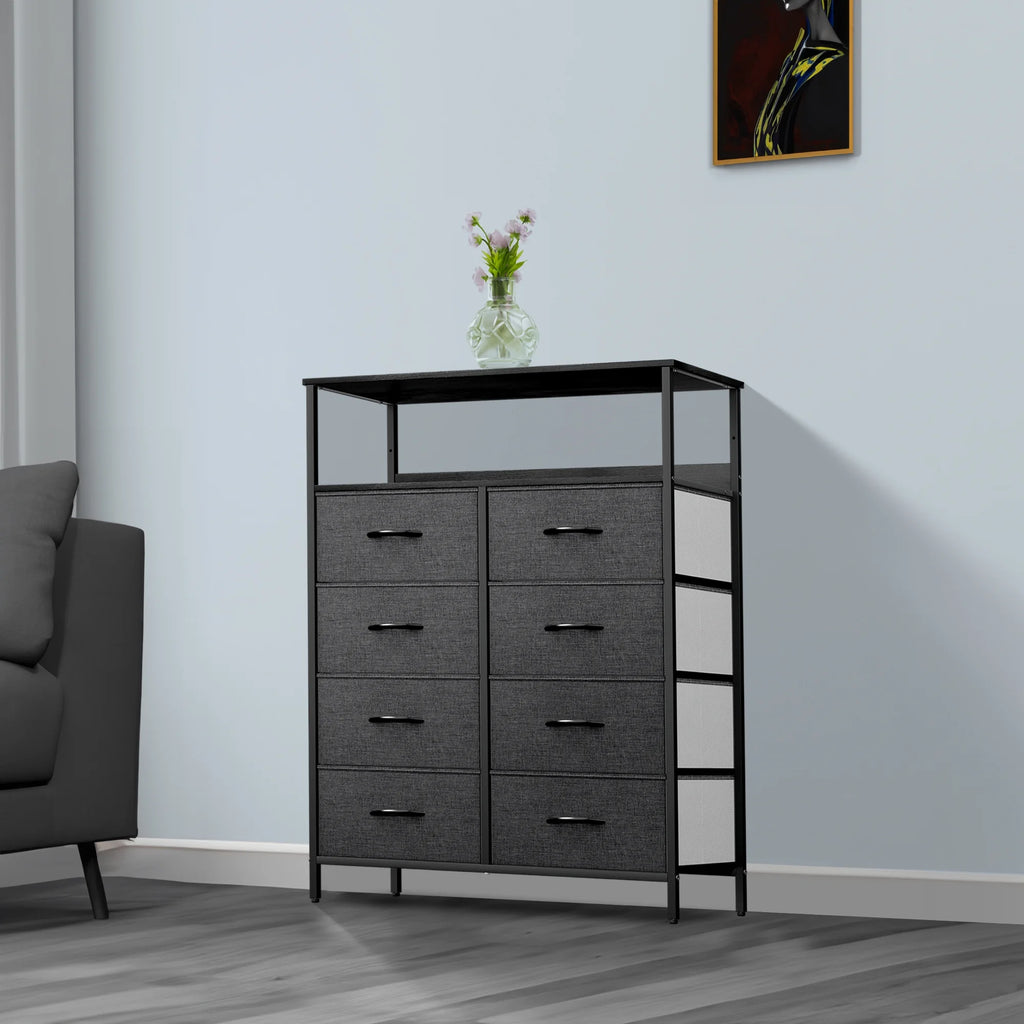 8 Drawer Fabric Dresser with Shelves V328