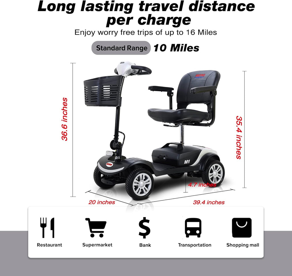 4 Wheel Mobility Scooter with Head Light, Max Speed 5 Mph, Max Load 265lbs X901291