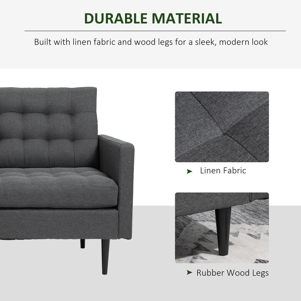 Grey Linen Fabric Convertible Sofa Bed B8057