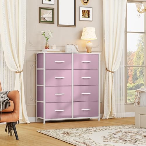 Pink Fabric 8 Drawer Dresser X632718