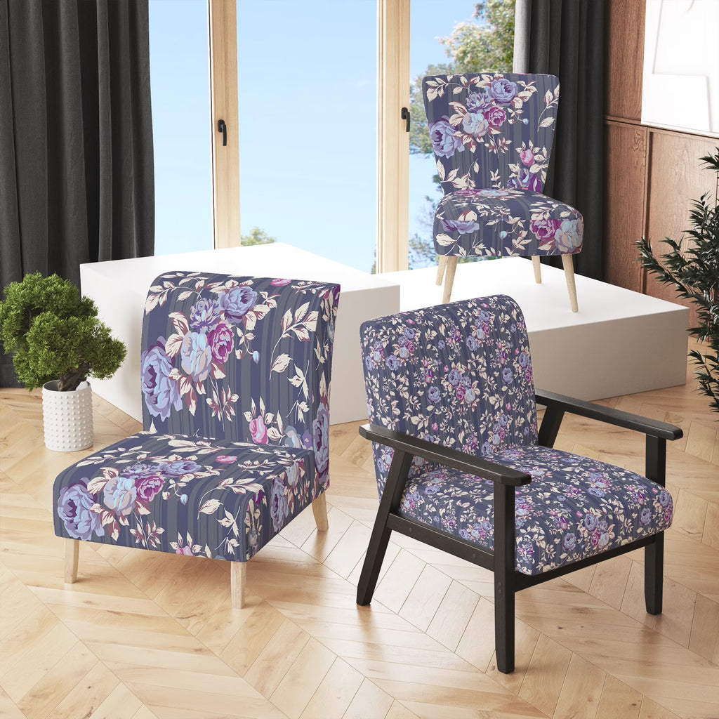 Upholstered Patterned Accent Chair and Arm Chair N63961