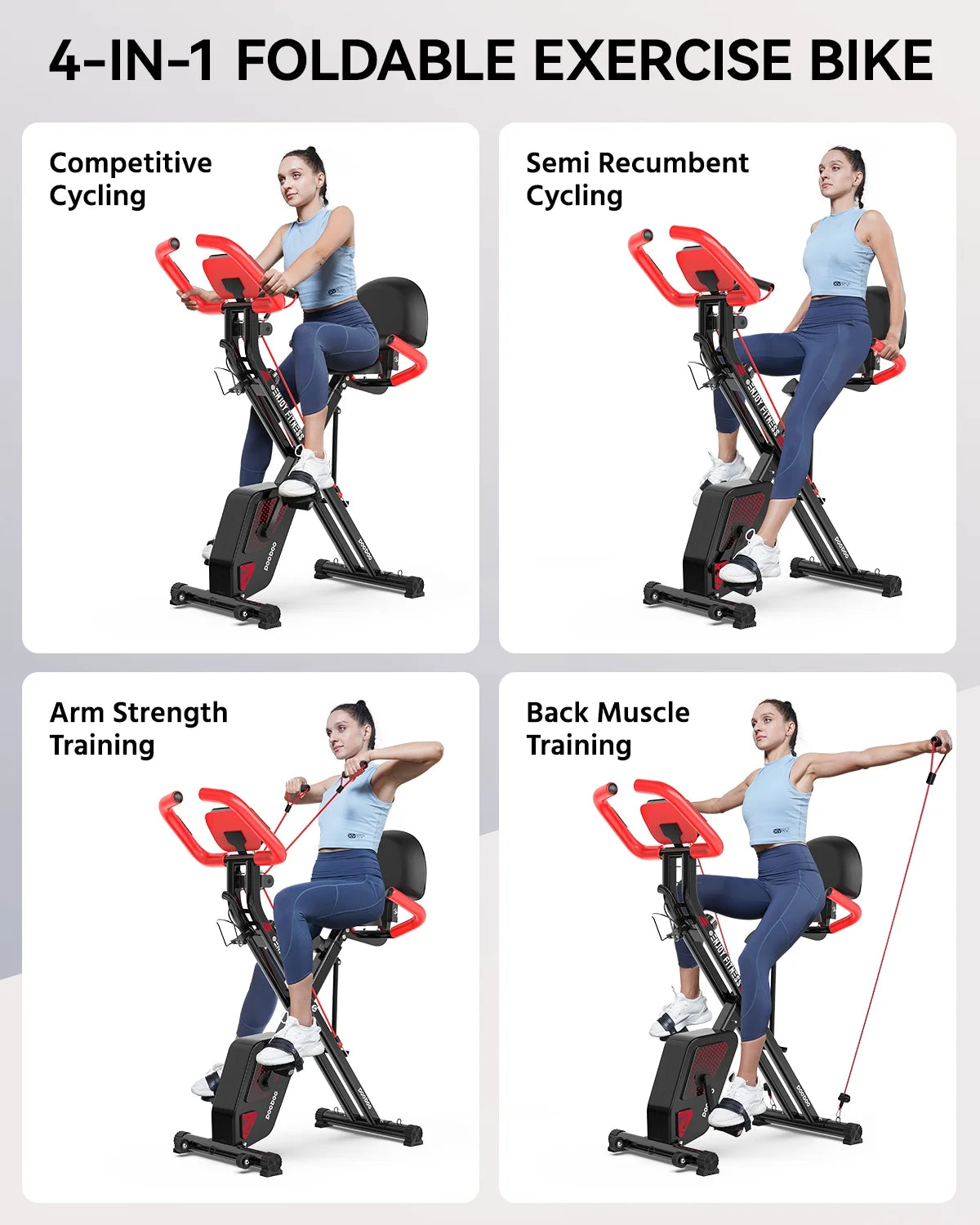 3in1 Foldable Exercise Bike Indoor Cycling Bike Magnetic Stationary Bike 300lb X113527