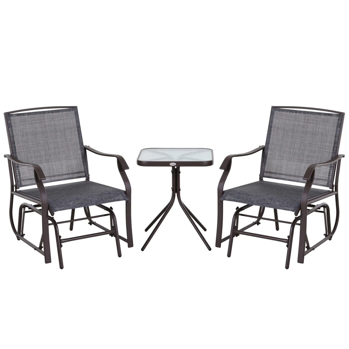 3 Pc Sling Fabric Rocking Glider Chair with Table Set S12502