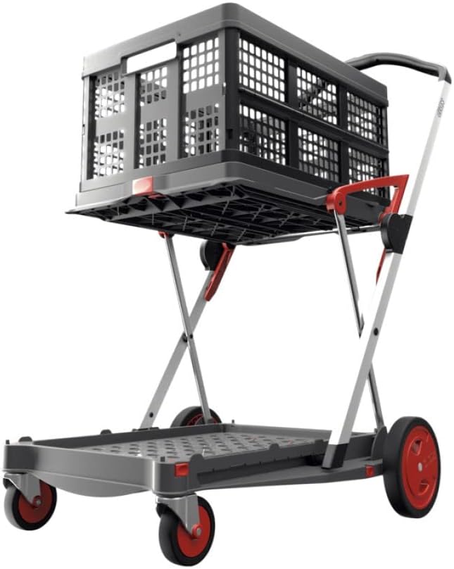 Grey Collapsible Folding Trolley with Storage Crate P590130