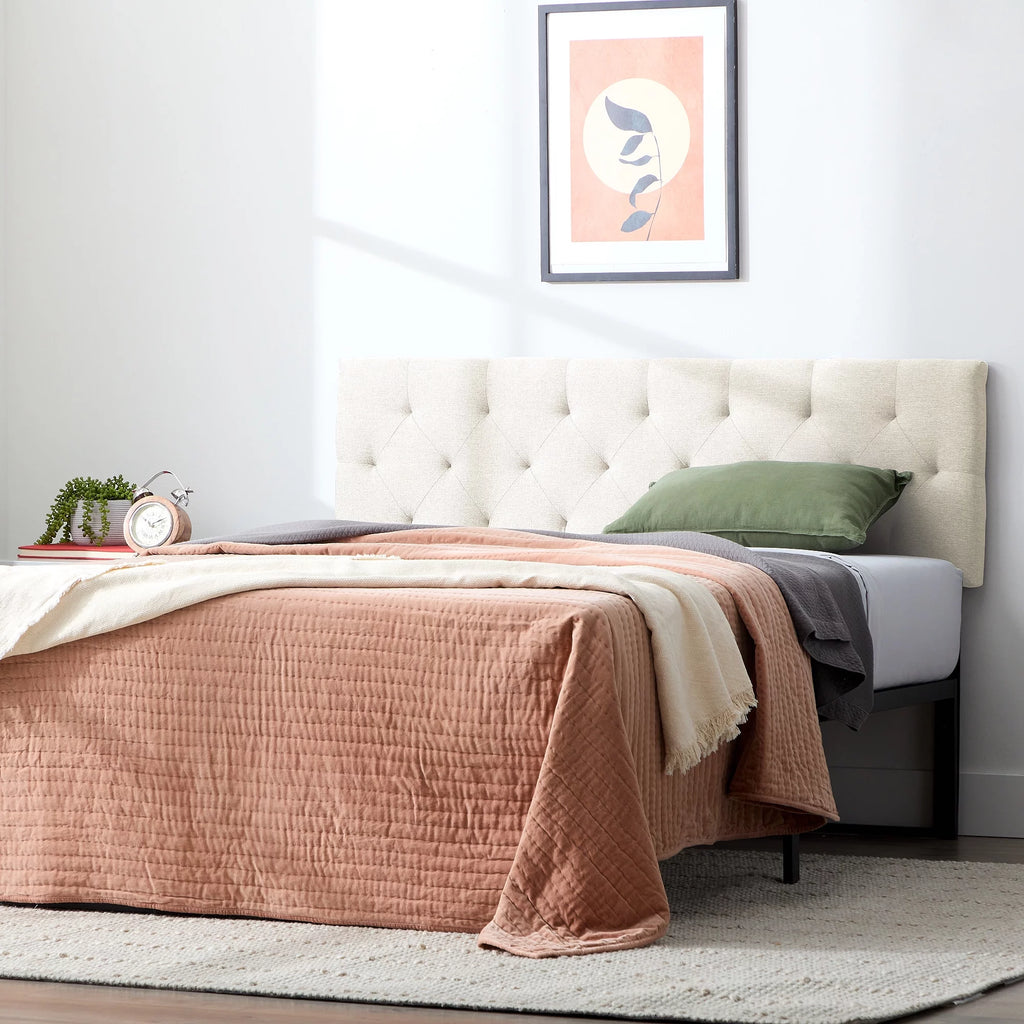 Cream Diamond Tufted Upholstered Headboard P2989