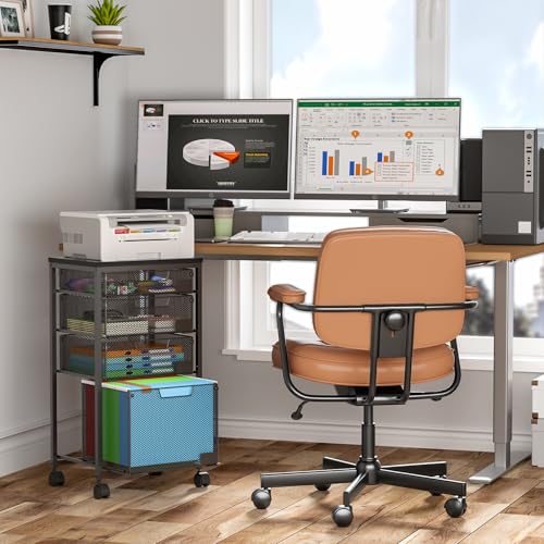 White 4 Drawer Rolling File Cart with Wheels F30089