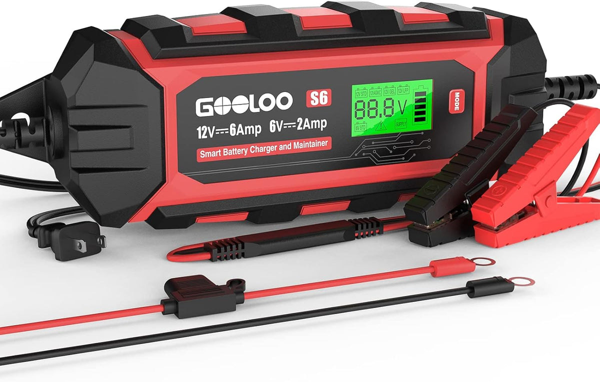 6 Amp 6V 12V Battery Charger Maintainer for Lead-Acid Battery Up to 150Ah LCD Display Pack of 2 A142