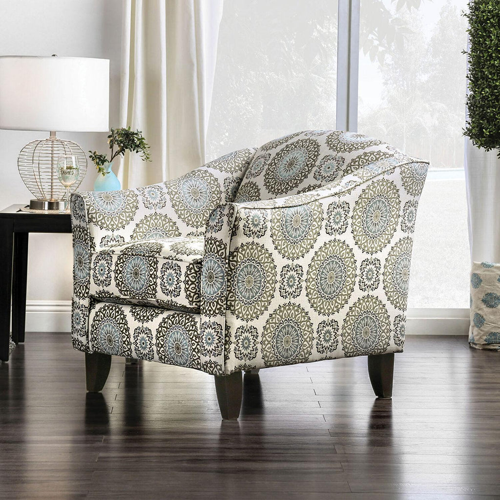 Blue Gray Fabric Living Room Set 5pcs S533
