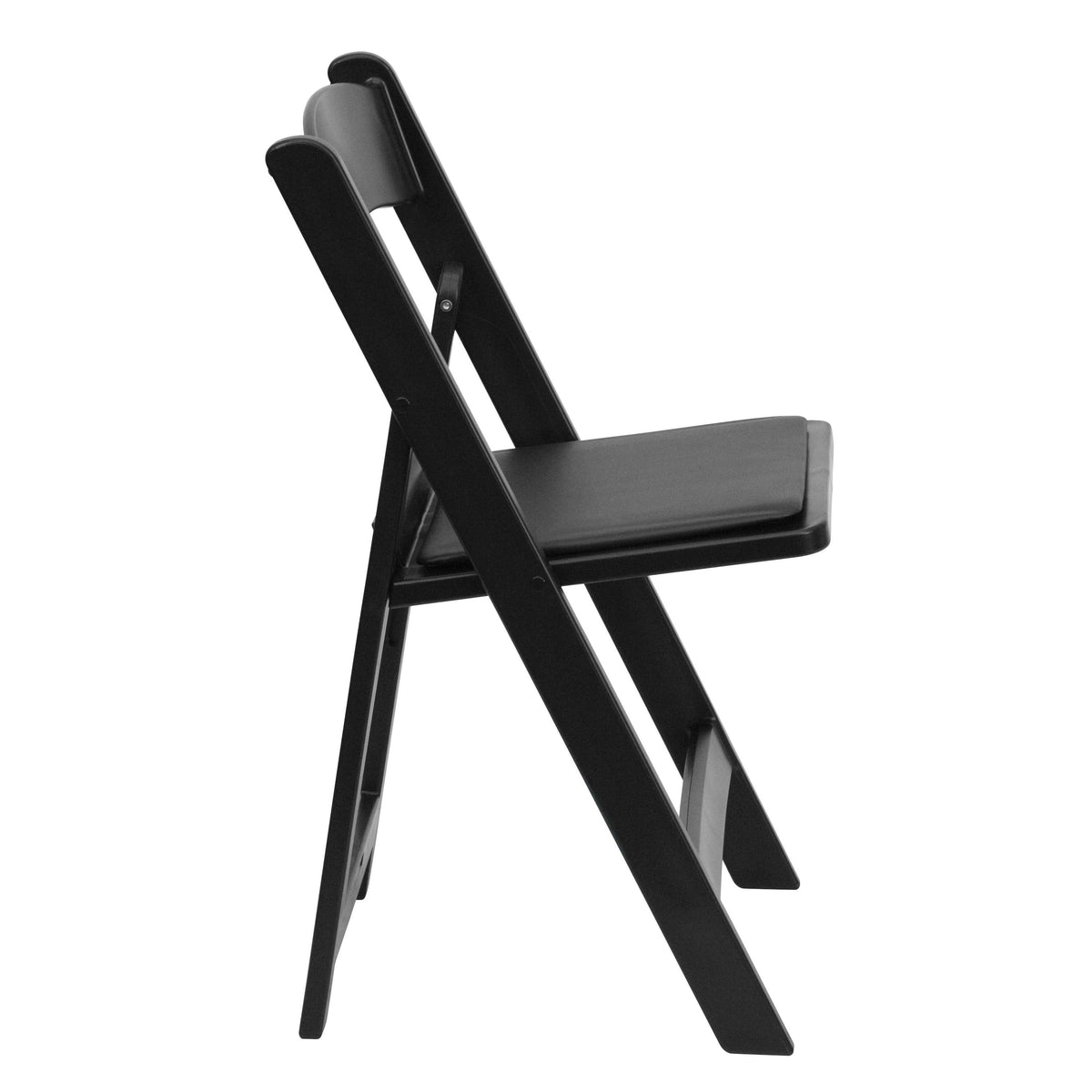 Black Resin Folding Chair with Vinyl Padded Seat M9764