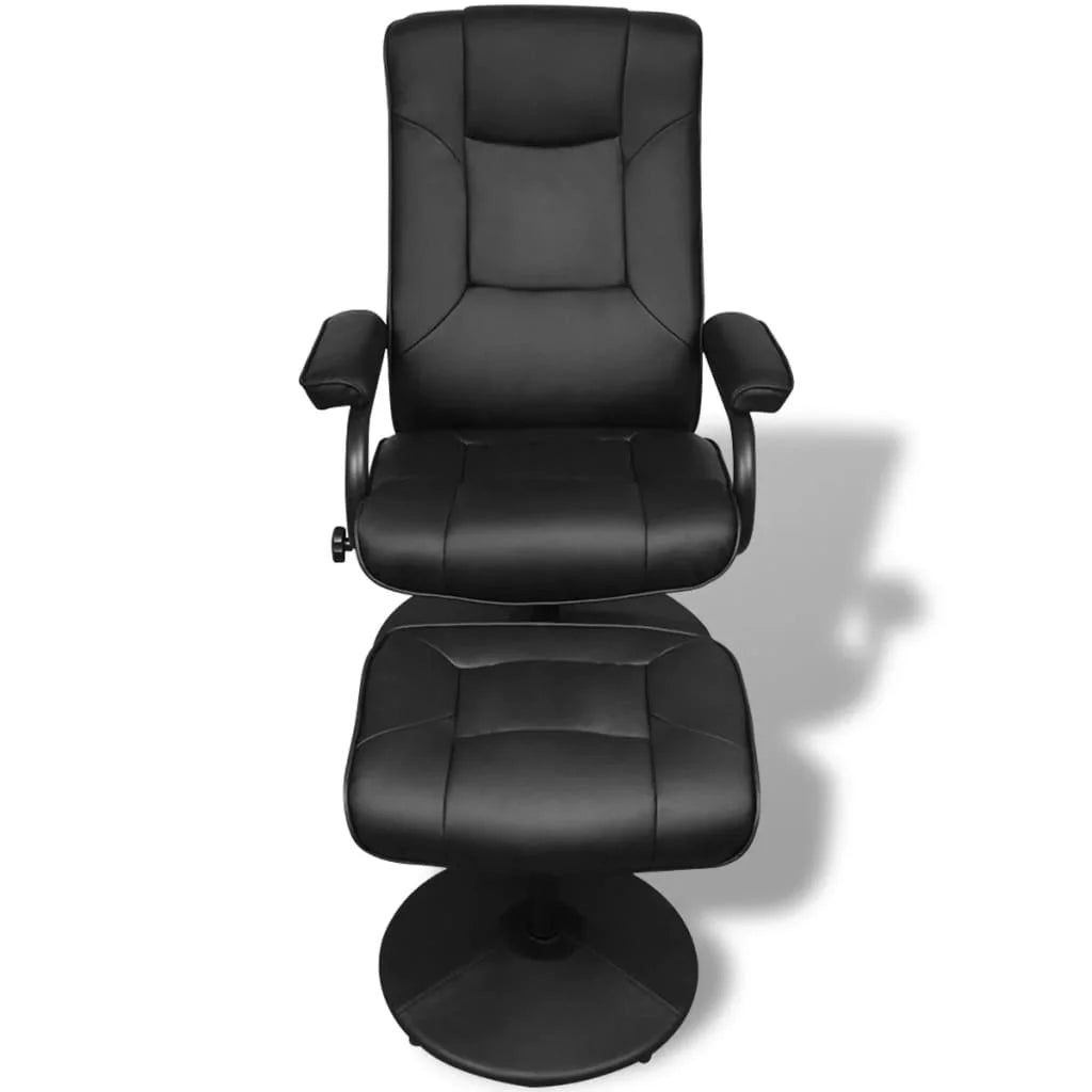 Black Faux Leather Swivel Recliner with Ottoman G917094