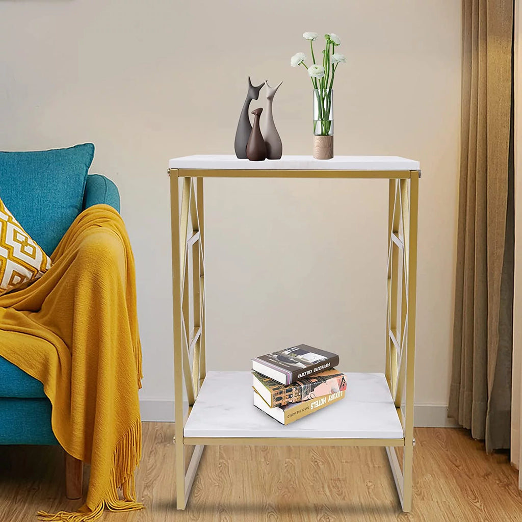 2-Tier Metal Nightstands with Storage Shelf D447
