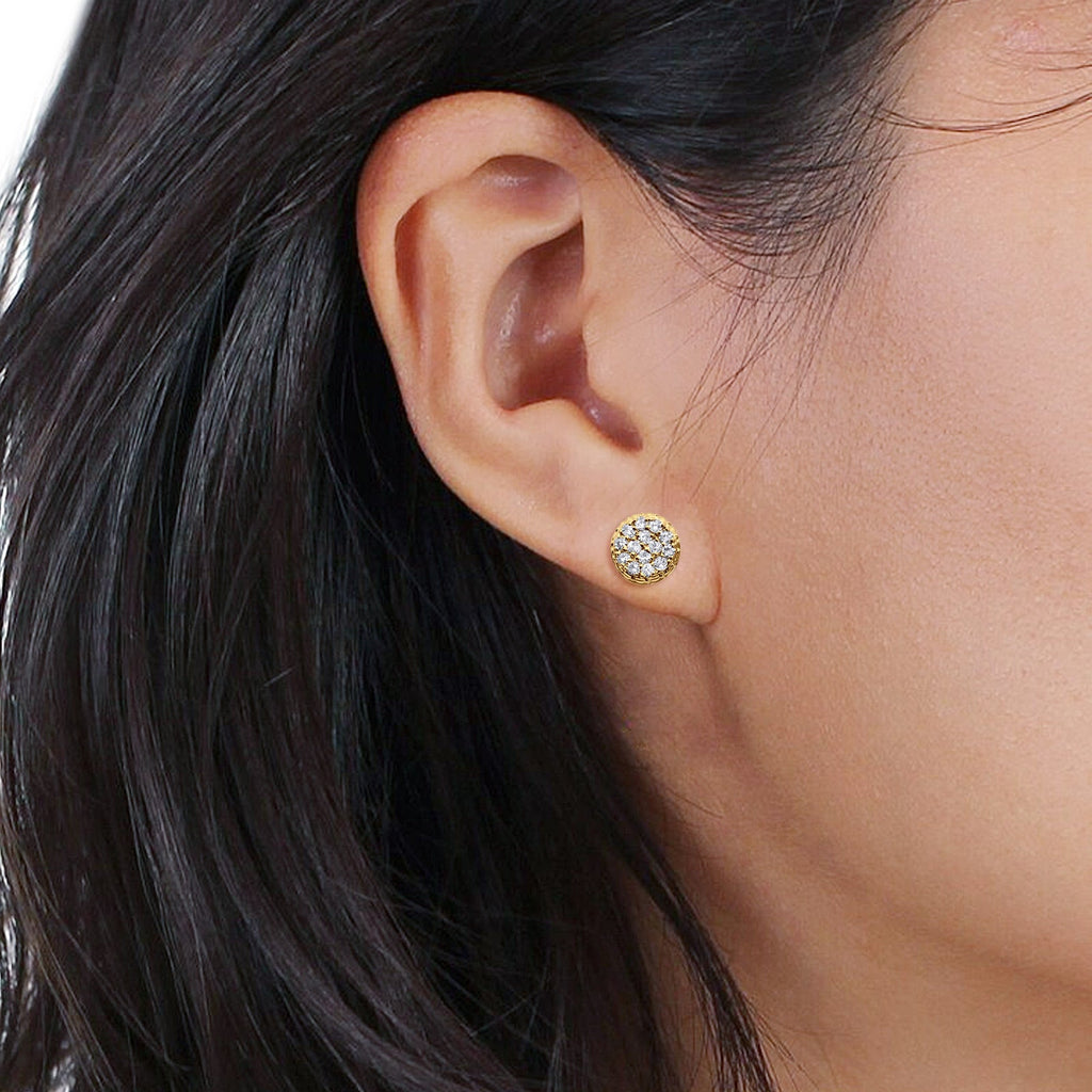 10K Yellow Gold Diamond Stud Earrings Z9585