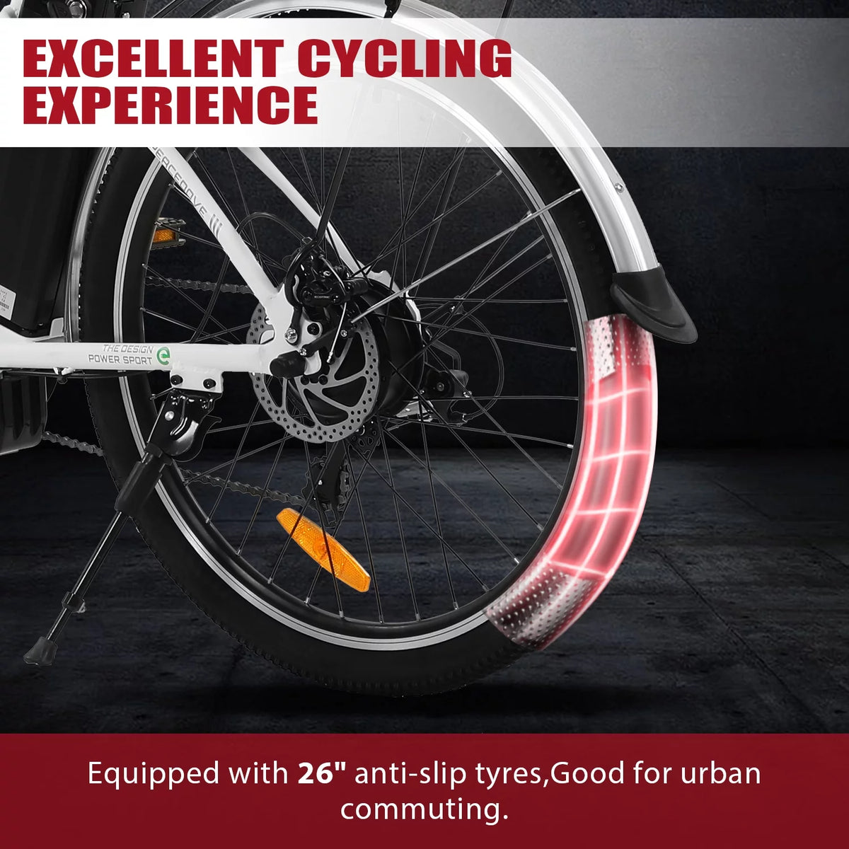26 Inch 350 W White 7 Speed Electric Bicycle with Basket W497