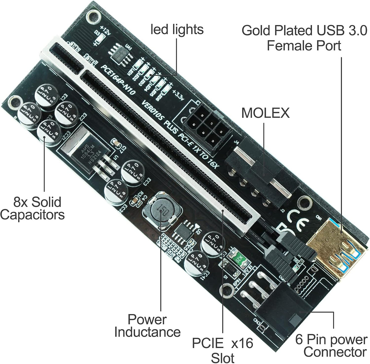 6 Pack PCI-E Riser Express Cable with 60cm USB 3.0 Cable W8096