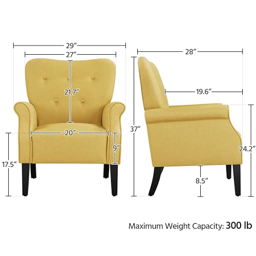Modern Fabric Accent Chair with Wood Legs and High Back, Dark Gray V737